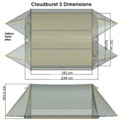 Tarptent Cloudburst 3 -Günstiges Biwak Traum Geschäft cb3 dimensions